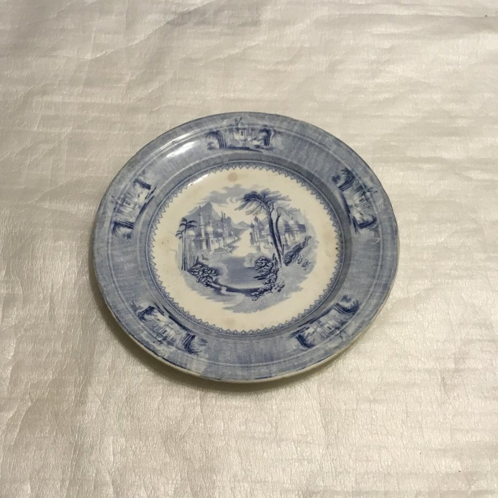 Antique flow blue plate by J. Clementson Ironstone -  9 1/2 inches  - "Siam"